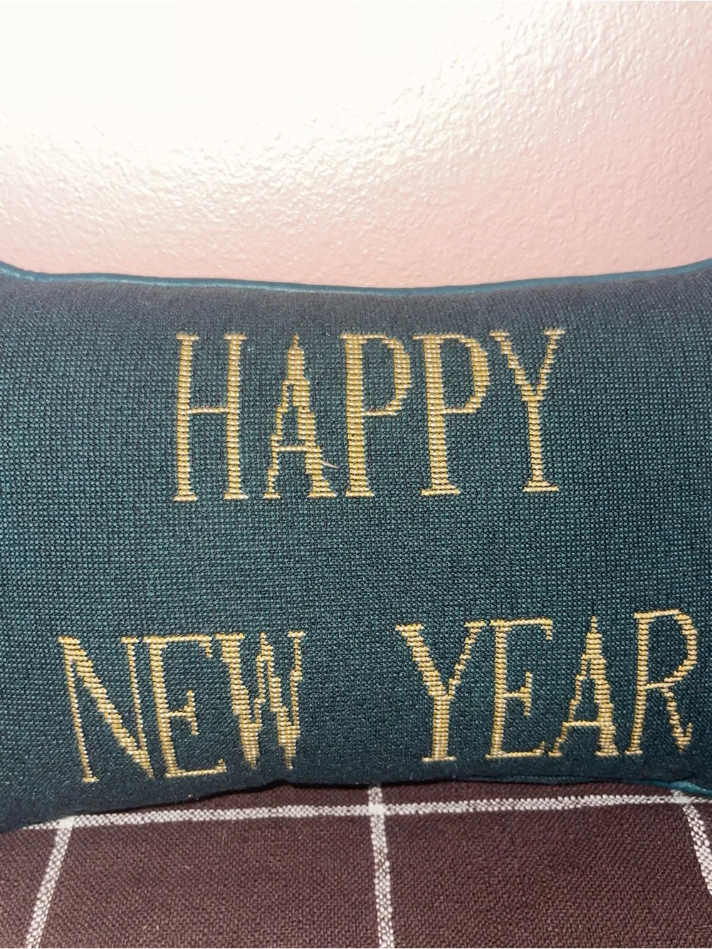 Merry Christmas Decorative Pillow - Green and Gold Holiday Accent